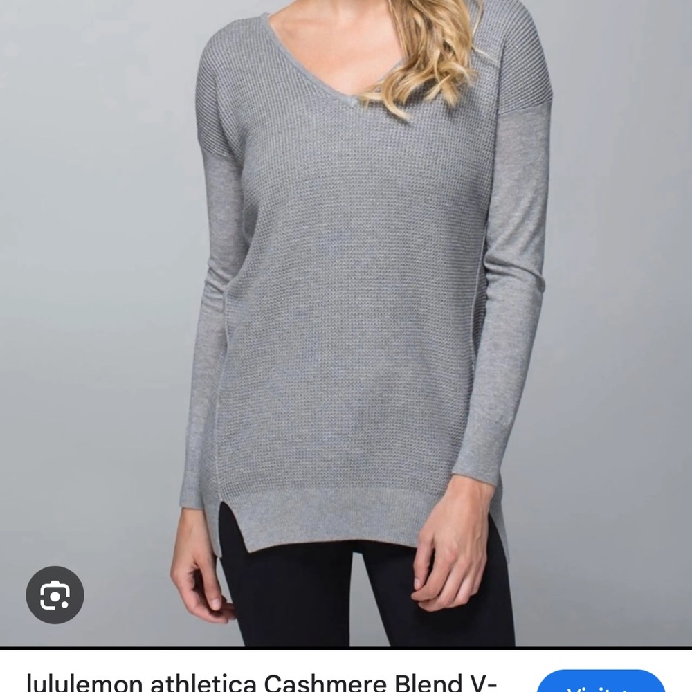 Lululemon The Sweater Life Grey Waffle Knit Cashmere Sweater